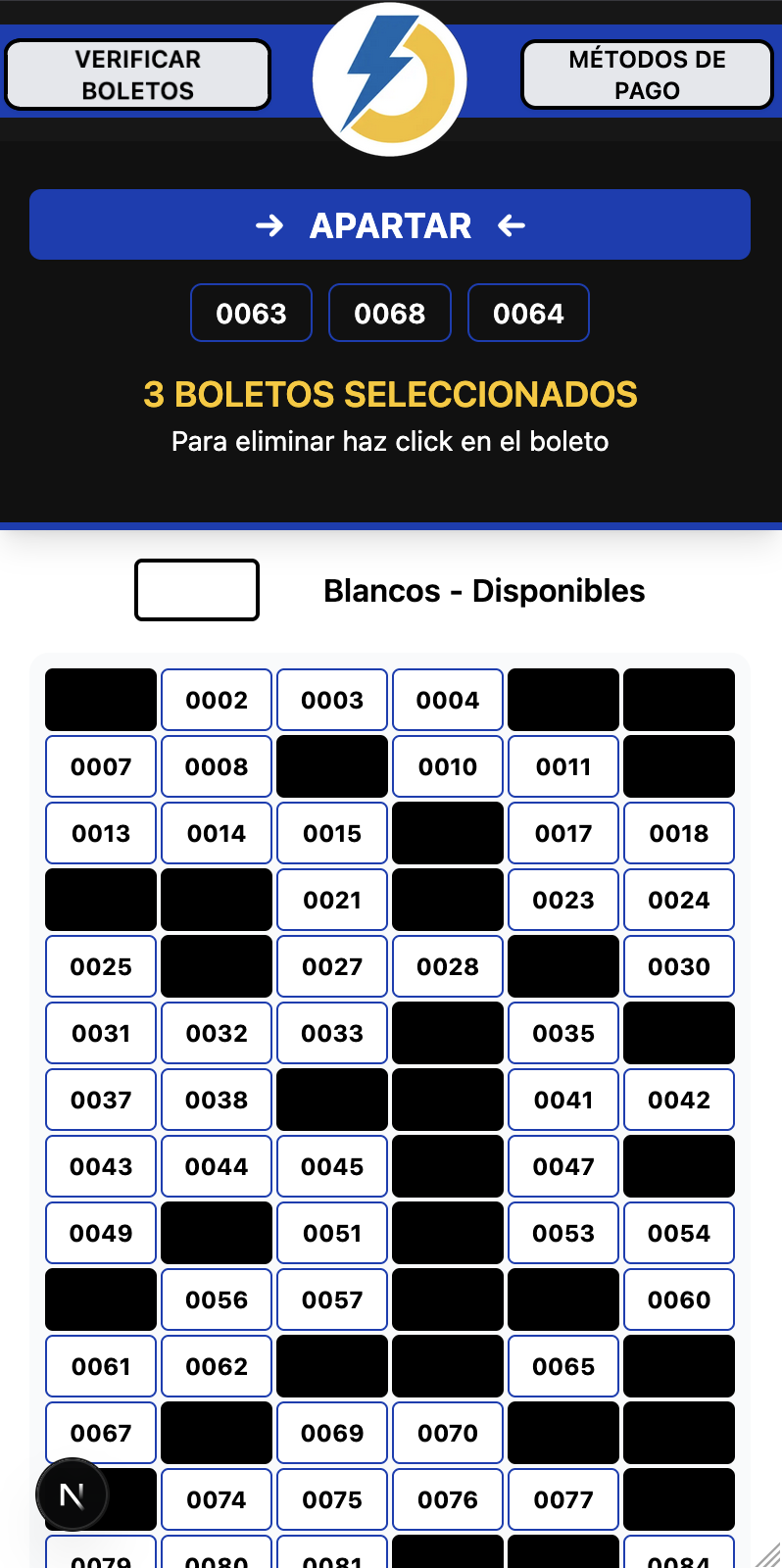 Página principal en móvil